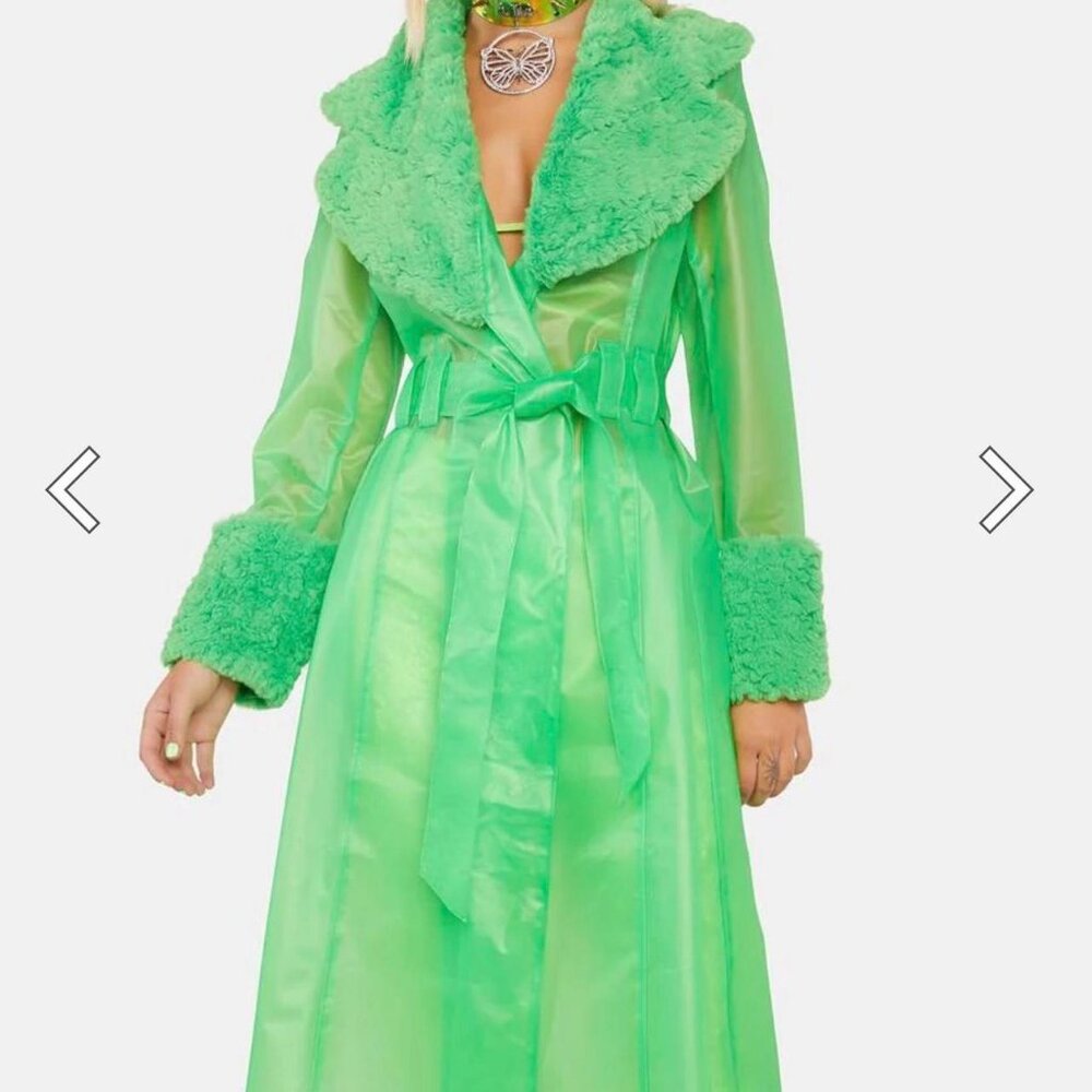 Dolls Kill Fuzzy Green Coat